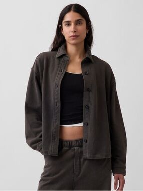 Gap French Terry Oversized Button-Front Shirt Women’s NWT Size S/M